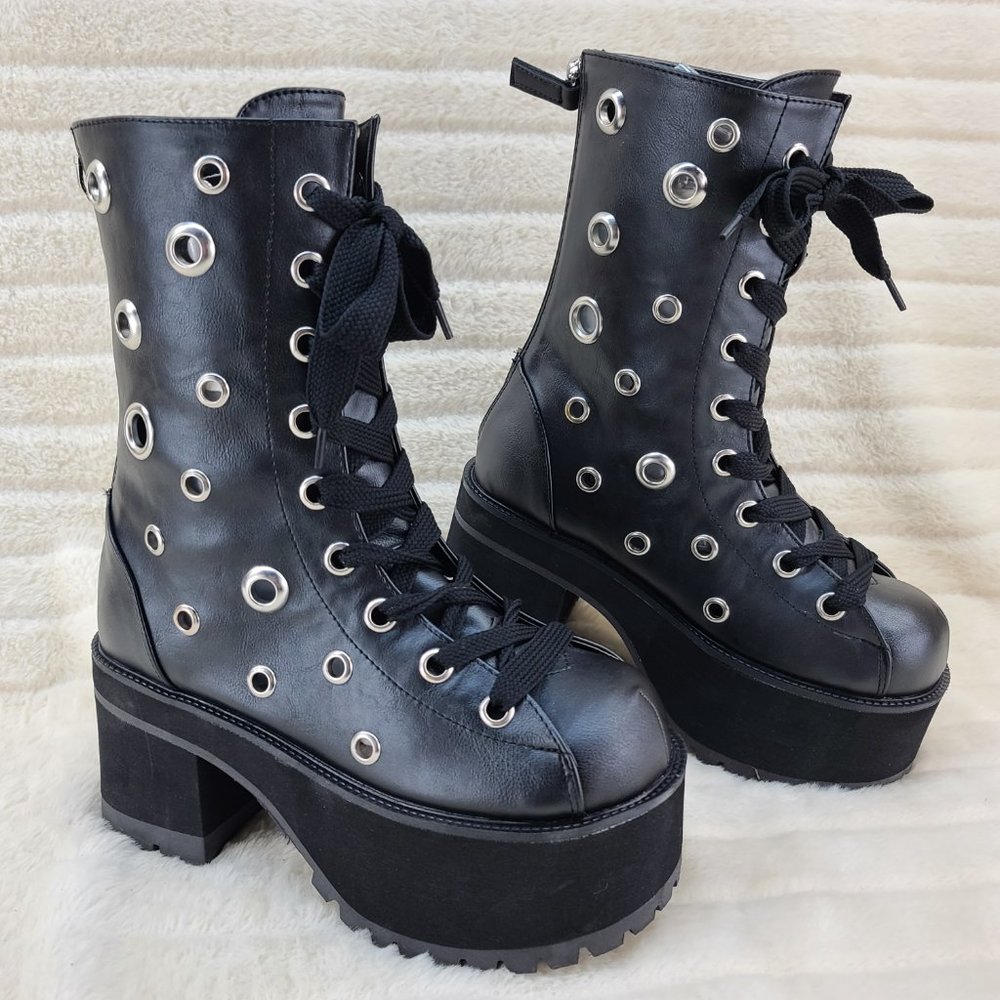Demonia Ranger Platform Lace-Up Front Ankle Boot - Picture 4 of 10